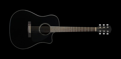 Obraz na płótnie Canvas Musical instrument - Black acoustic guitar cutaway