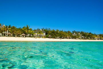 Landscape of tropical beach, Mauritius island