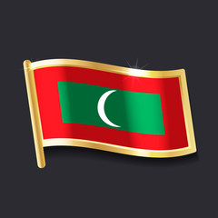 flag of Maldive Republic in the form of badge, flat image