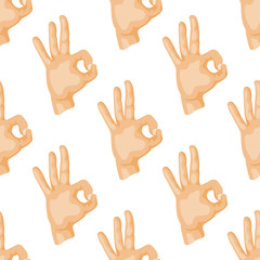 Fototapeta na wymiar Hands deaf-mute seamless pattern gestures human arm people communication message vector illustration.