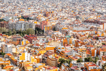 Fototapeta premium Aerial cityscape view on residential district in Barcelona city