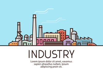Obraz premium Industry banner. Industrial production, factory building concept. Vector illustration