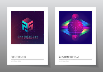 Futuristic design posters with abstract elements and gradients. Applicable for album covers, film placards, music posters, dj flyers and banner designs. Vector illustration.