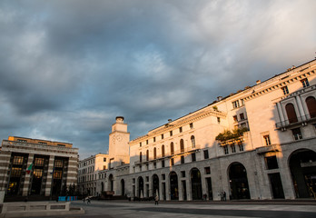 Fototapeta na wymiar The panorama of Piazza della Vittoria square, brescia, italy