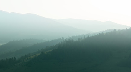 Morning fog in the mountains.