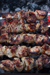 Shish kebab on skewers