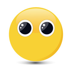 Neutral emoticon. Indifferent emoji vector illustration.