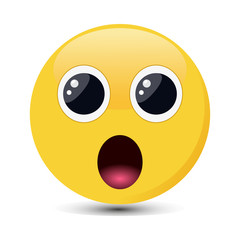 Surprised emoticon with big eyes in trendy flat style. Shocked emoji vector illustration.