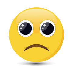Sad emoticon. Sorrowful emoji vector illustration.