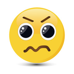 Angry emoticon in trandy flat style. Evil emoji vector illustration.