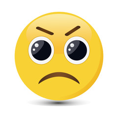 Angry emoticon in trandy flat style. Evil emoji vector illustration.