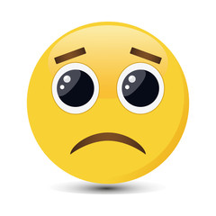 Sad emoticon. Sorrowful emoji vector illustration.