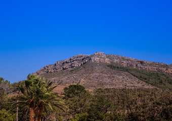 Landscape of Cape Town with seldom view of the Table Mountain without clouds in South Africa