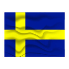 Sweden flag. Waving colorful Sweden flag. Vector illustration