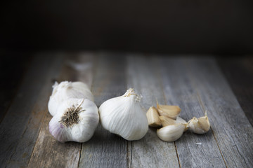 Garlic on Wooden Table