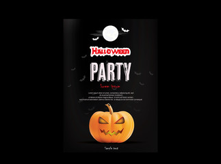 halloween night party with scary pumpkins design background for invitation card poster flyer or banner.