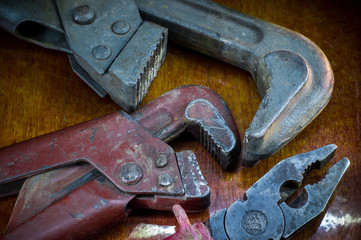 old metal tools, hard work engineer equipment