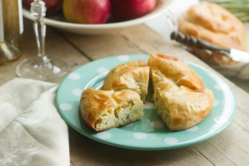 Vertuta, traditional Romanian, Moldavian or Balkan cake with cottage cheese and dill.