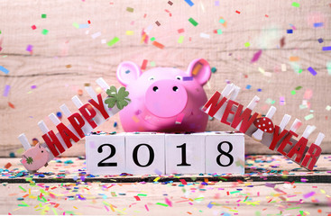 Happy New Year Glück Karte Schwein 2018