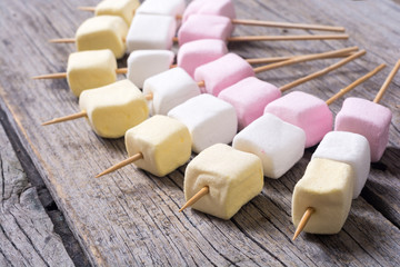 Colorful marshmallow skewers