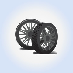 Car wheels and tyres vector icon or illustration