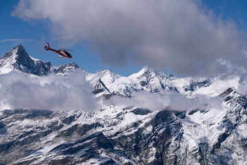 Red helicopter at Zermatt, Switzerland