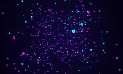 dark abstract space of bright balls 3d illustration