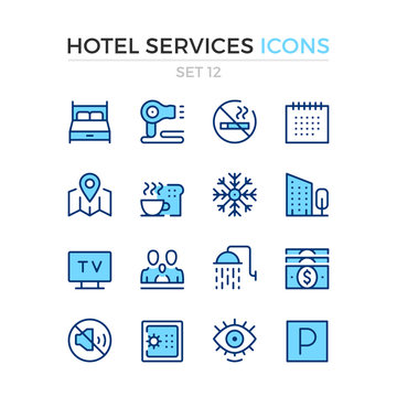 Hotel services icons. Vector line icons set. Premium quality. Simple thin line design. Modern outline symbols, pictograms