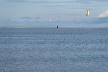 Kite surfer at the North Sea coast