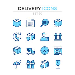 Delivery icons. Vector line icons set. Premium quality. Simple thin line design. Modern outline symbols, pictograms