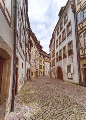 Fototapeta na wymiar Old street in Little Venice, Colmar, Alsace, France