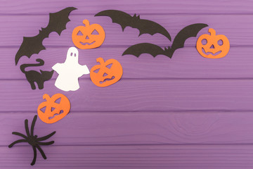 Fototapeta premium Halloween silhouettes cut out of paper made of corner frame