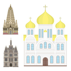 Cathedral church temple traditional building landmark tourism vector illustration