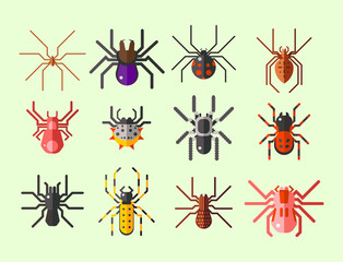 Spider web silhouette arachnid fear graphic flat scary animal design nature insect danger horror halloween vector icon.