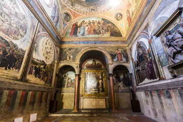 The Basilica of San Giacomo Maggiore, an historic Roman Catholic church in Bologna, region of Emilia Romagna, Italy, serving a monastery of Augustinian friars