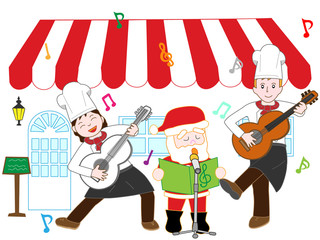レストランのコックのクリスマスコンサート