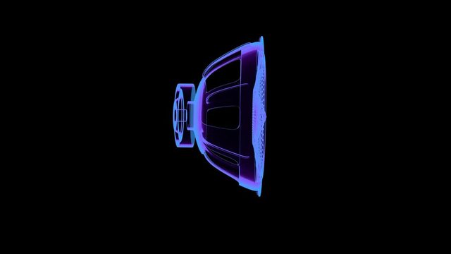 seamless vj musical motion loop - rotating neon speaker. 3D render