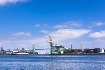 Fototapeta premium Ship loading docks in harbor