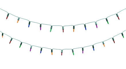 String of christmas lights isolated on white background With clipping path