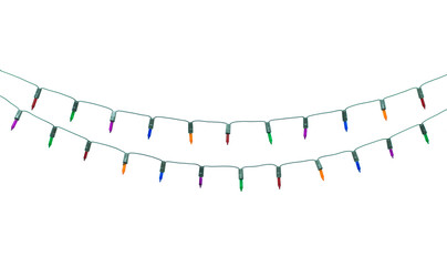 String of christmas lights isolated on white background With clipping path