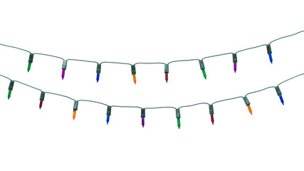 String of christmas lights isolated on white background With clipping path