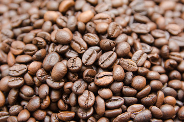 close up roasted coffee beans, can be used as a background