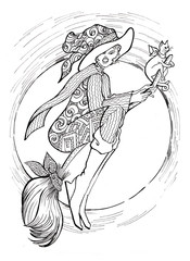 witch, halloeen sketch
