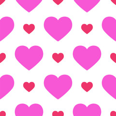 Simple red heart sharp vector seamless pattern background pink color card beautiful celebrate bright emoticon symbol holiday abstract art decoration.