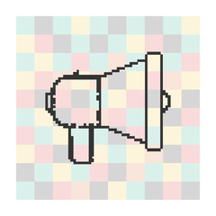 Vector pixel icon megaphone on a square background