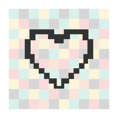 Vector pixel heart icon on a square background