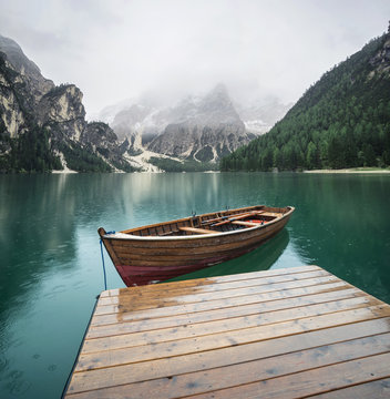 Lake in the mountain valley in the Italy. Beautiful natural landscape in the Italy mountains.