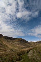 Fototapeta na wymiar Looking up Blackhope Valley with Hartfell ridges to the left