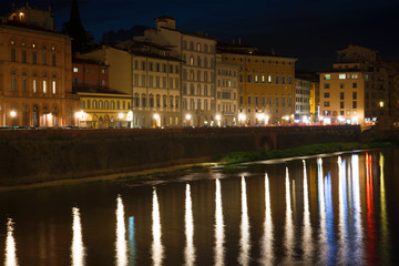 Fototapeta na wymiar Night embankment of Florence. Italy