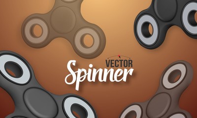 Illustration of Vector Fidget Spinner Banner Template. 3D Realistic Vector Modern Relaxation Spinning Gadget Banner